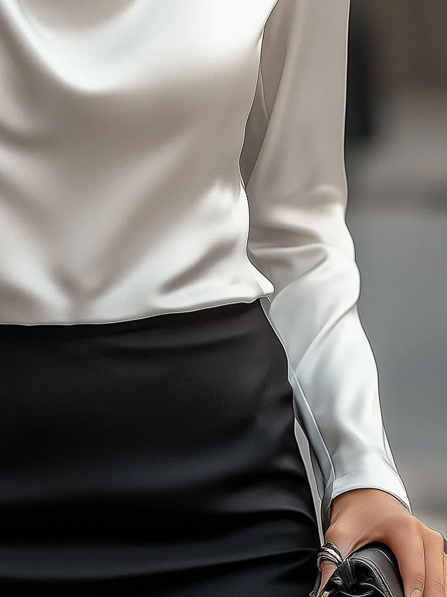 Eleanor - Blusa in Poliestere Satinato Lucida