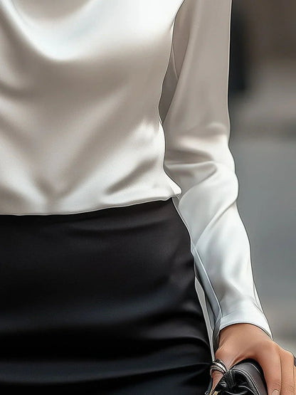 Eleanor - Blusa in Poliestere Satinato Lucida