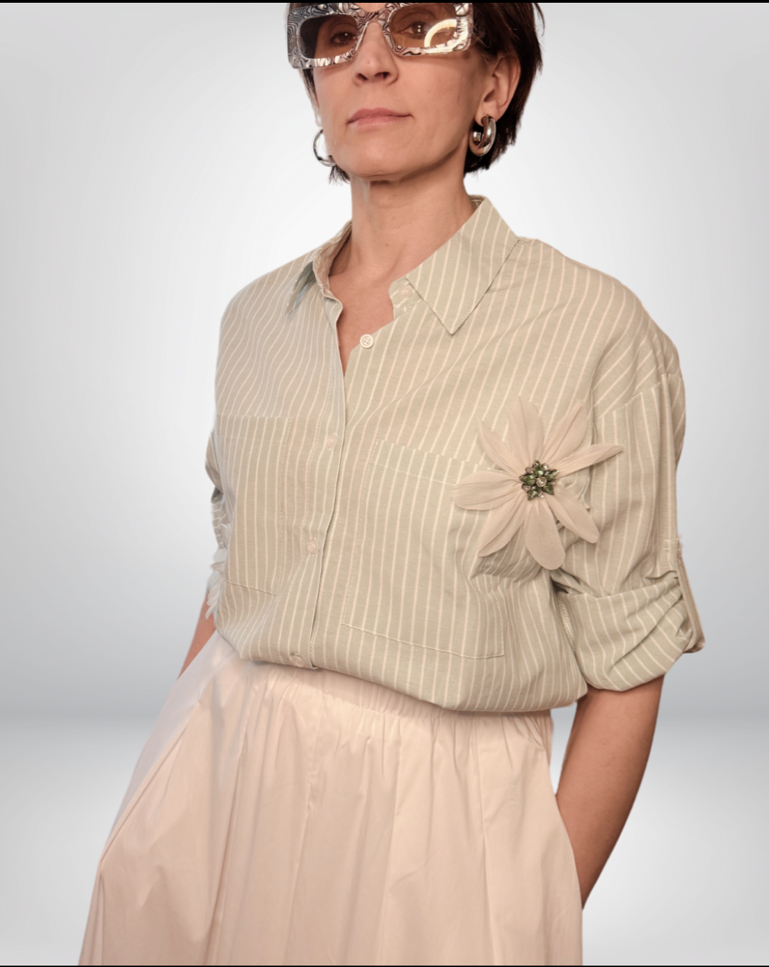 Camicia Righe Con Patch